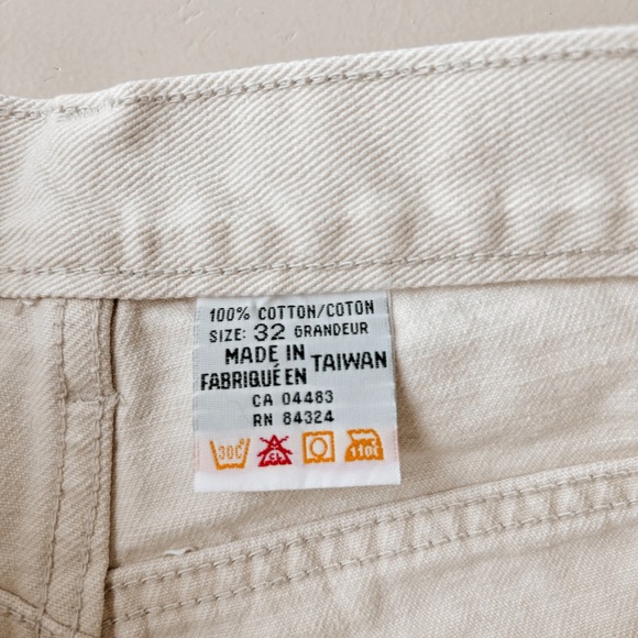 Vintage 90s high rise denim cut off jorts light beige cream - Picture 6 of 7